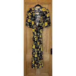 Sea New York Womens Ella Floral Print Full Wrap Midi Dress Size 6 Yellow SP EXC